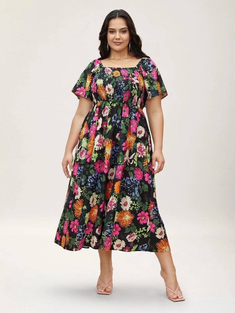 Plus Size Printed Square Neck Maxi Dress - Image 3