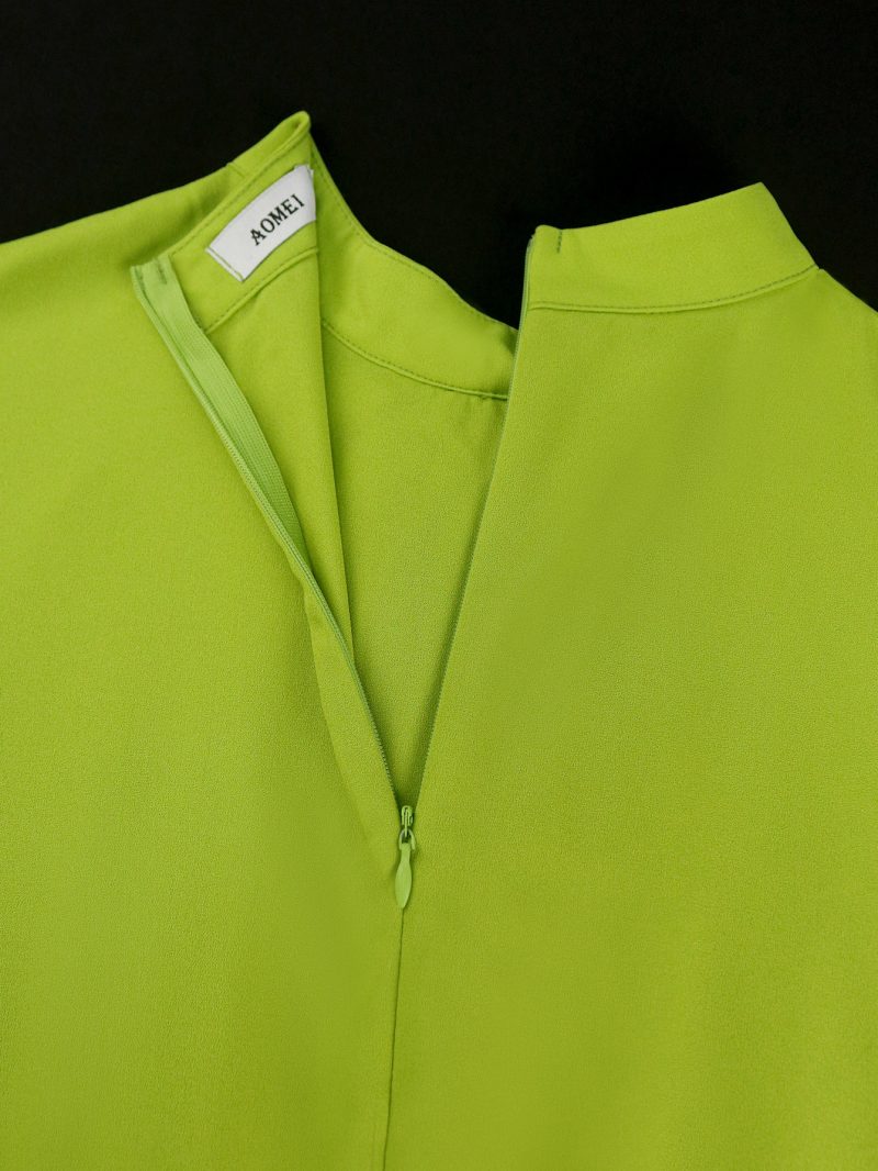 Elegant Green Pleated A-Line Cocktail Dress - Image 4