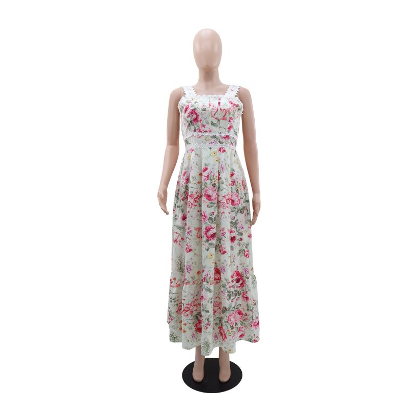 Holiday Floral Lace Sleeveless A-Line Dress - Image 3