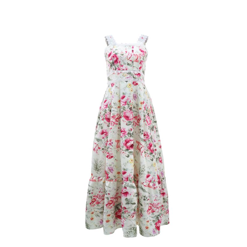 Holiday Floral Lace Sleeveless A-Line Dress - Image 2