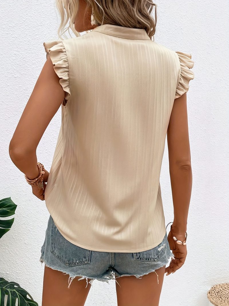 Lace V-Neck Ruffle Sleeve Summer Blouse - Image 4