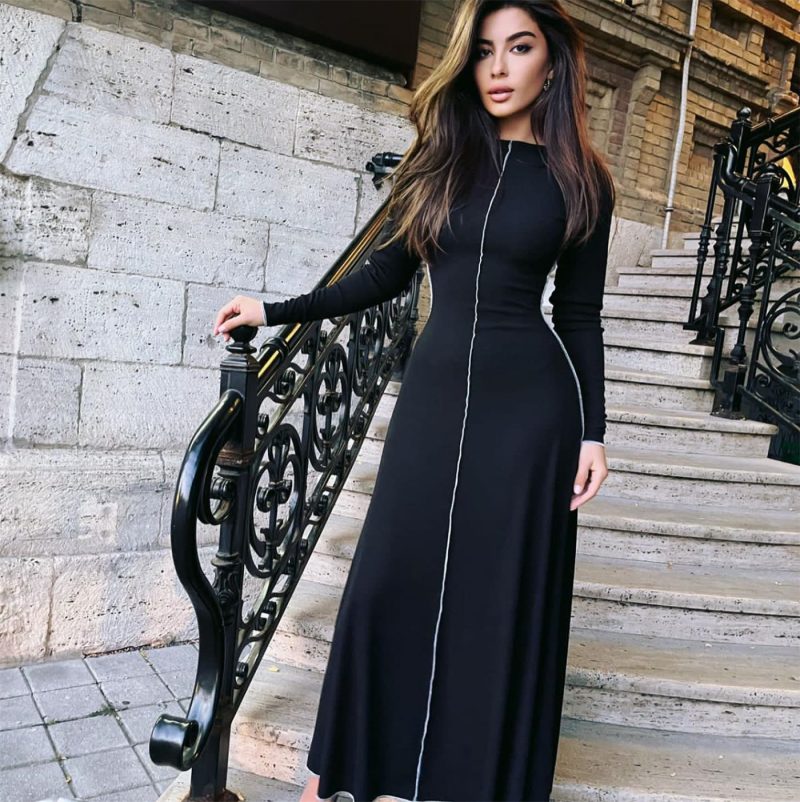 Autumn Winter A-Line Maxi Dress for Women - Image 4