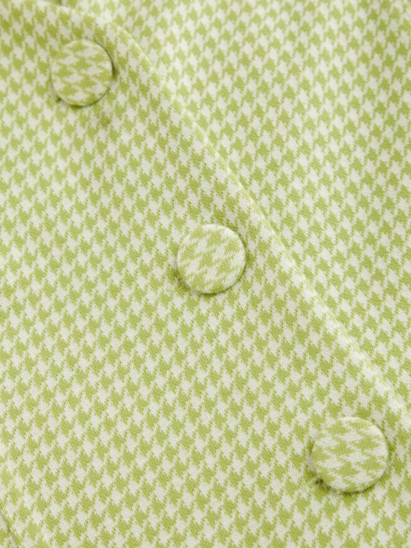 Retro Plaid V-Neck Button Sleeveless Dress - Image 3