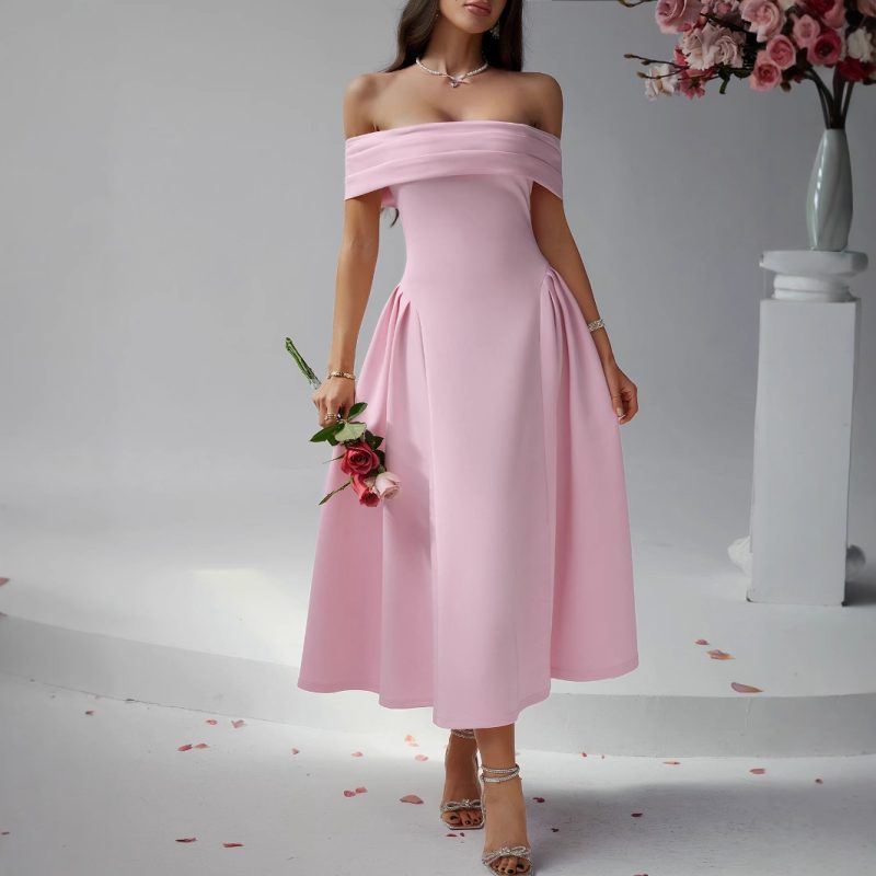 Off-Shoulder Chest Wrap Party Dress