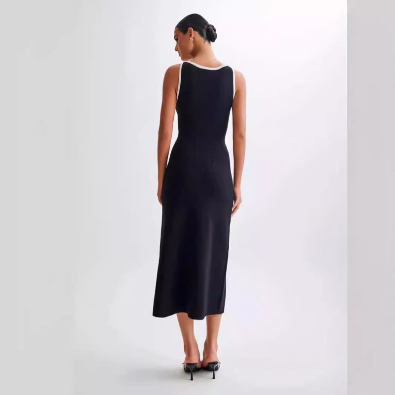 Elegant Round Neck Dress – Woolen Sleeveless Summer - Image 3