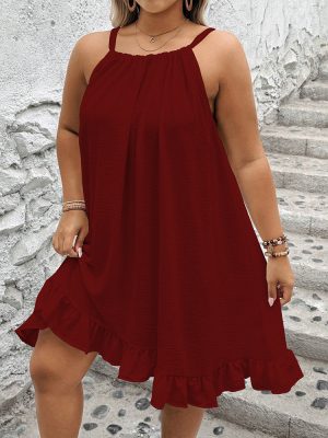 Loose Fit Solid Color Sundress Plus Size