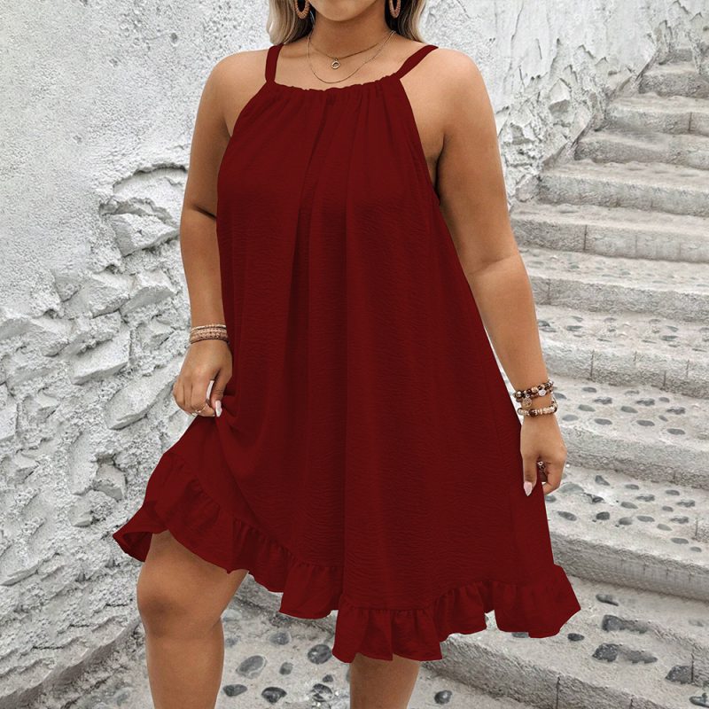 Loose Fit Solid Color Sundress Plus Size