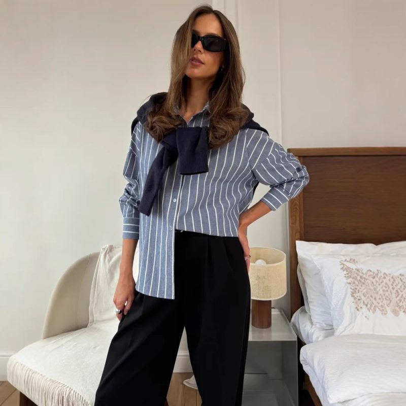 Summer Striped Long Sleeve Cardigan for Women - Image 2
