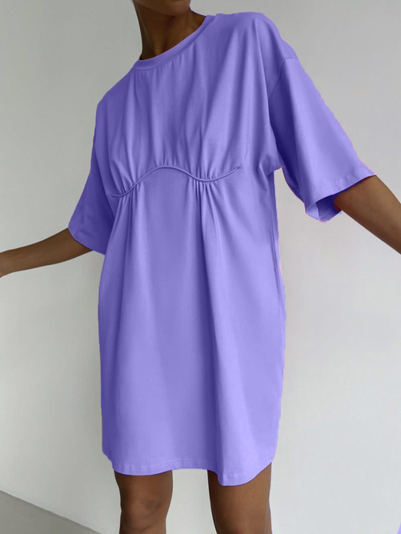 Summer Cotton Loose A-Line T-Shirt Dress - Image 2