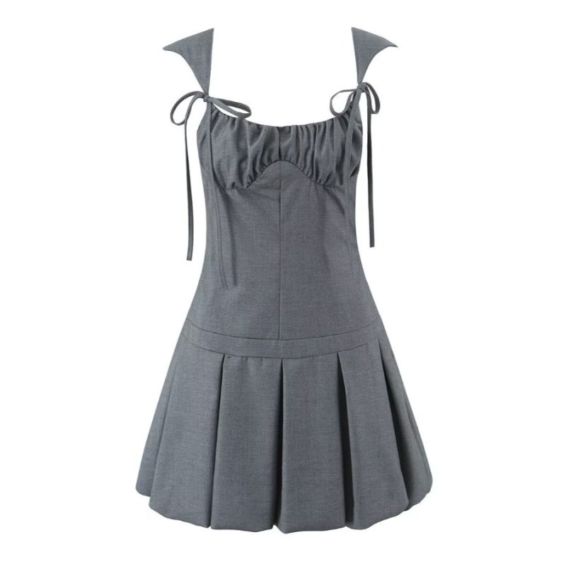 Solid Color Waist-Controlled Summer Sling Dress