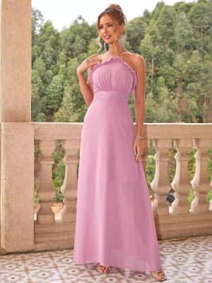 Sexy Deep V Solid Color Maxi Dress