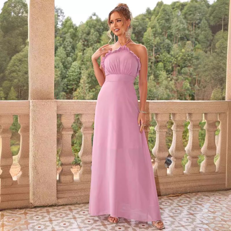 Sexy Deep V Solid Color Maxi Dress