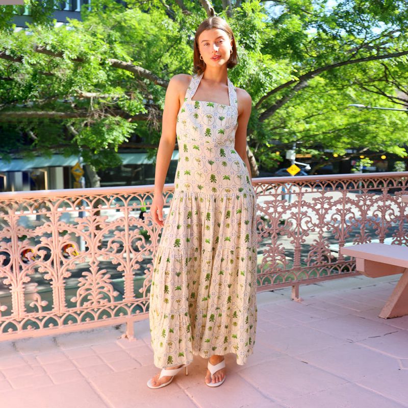 Sweet Printed Sleeveless Halter Backless A-Line Dress - Image 4