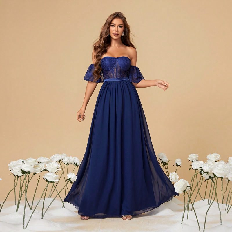 Elegant Solid Tube Top Long Evening Dress - Image 4