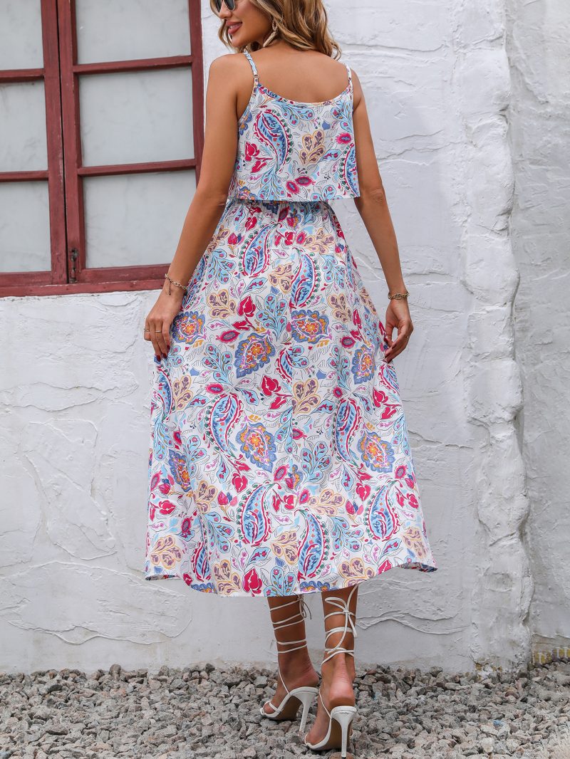 Spring Floral Waist Controlled A-Line Cami Dress - Image 4