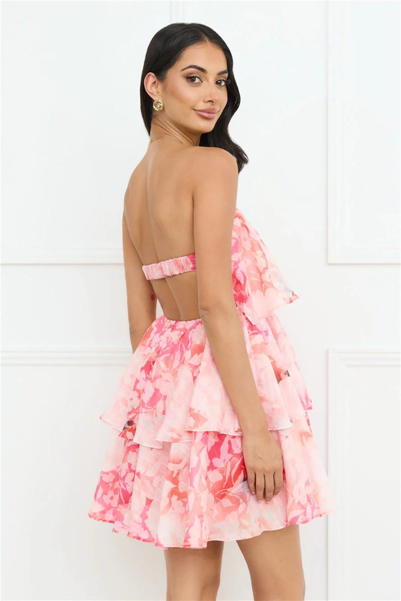 Elegant Layered Chiffon Chest-Wrap Vacation Dress - Image 3