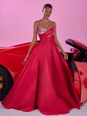 Elegant Backless Red Swing Formal Evening Dress