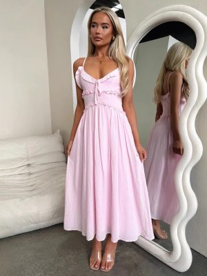 Ruffled Suspender Casual Loose Vacation Dress Women