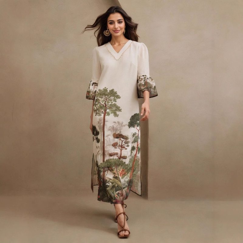 Summer Digital Print Dress for Women