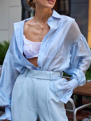 Casual Solid Color Long Sleeve Cardigan Office Shirt