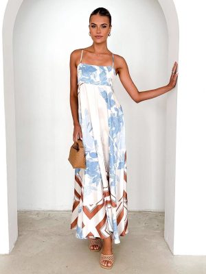 Printed Backless Swing Dress – Summer Suspenders Style