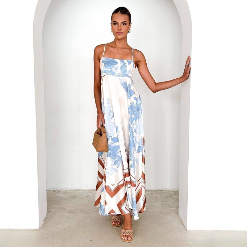 Printed Backless Swing Dress – Summer Suspenders Style
