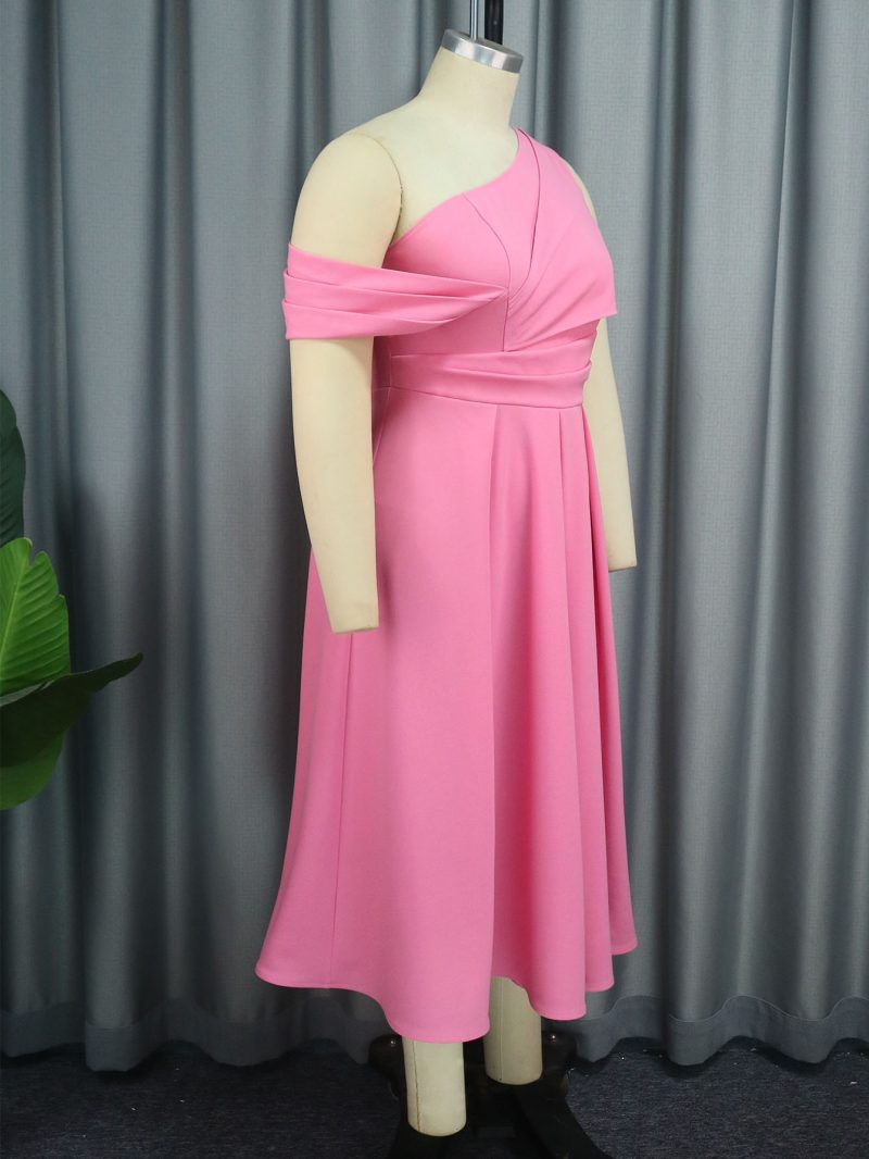 Oblique Collar Sleeveless Party Dress Women - Image 3