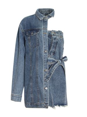 Asymmetric Denim Polo Dress for Autumn Chic