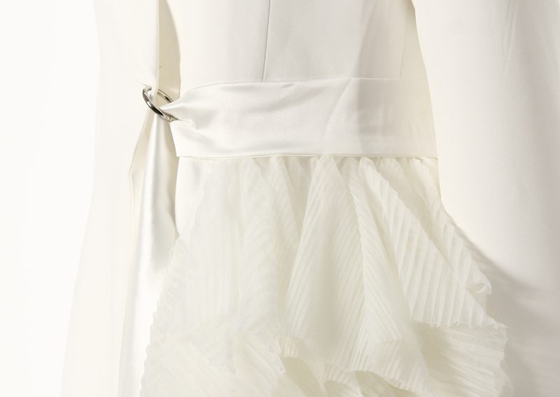 Asymmetric Mesh Stitching Business Party Dress - Image 3