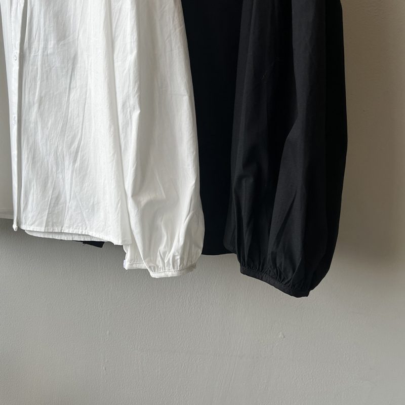 Spring Pleated Puff Sleeve Stand Collar Shirt - Image 4