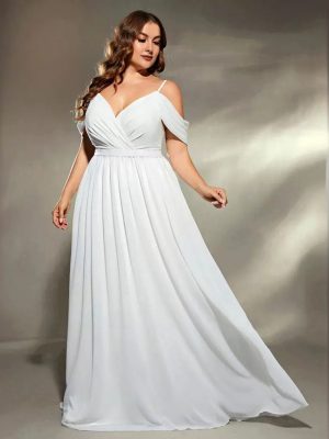 Autumn Bridesmaid Dress – White Off Shoulder