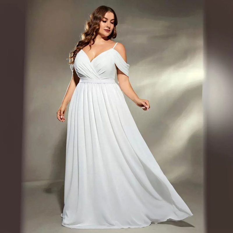 Autumn Bridesmaid Dress – White Off Shoulder