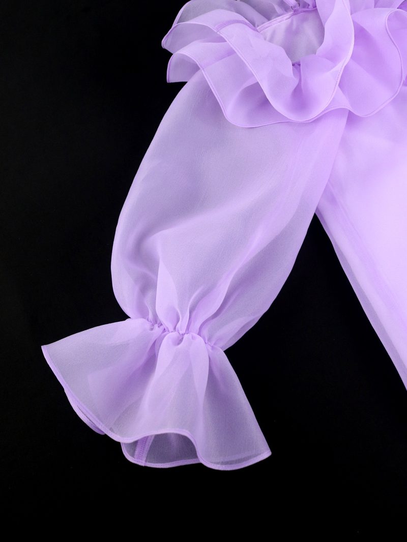 Mesh Stitching Lantern Sleeve Summer Dress Women - Image 4