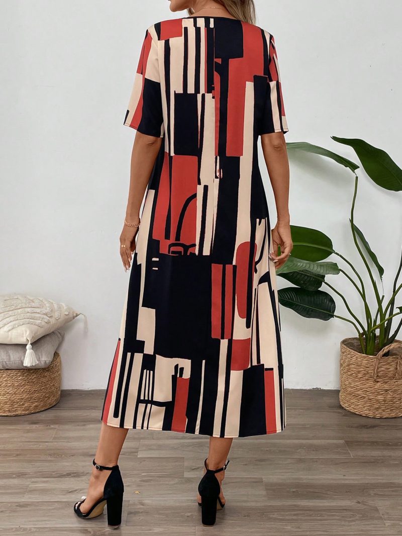 Summer Printed V-Neck Loose Maxi Dress - Image 2