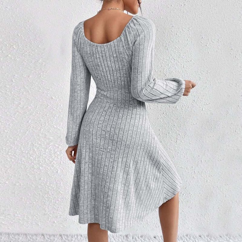 Women’s Minimalist Long Sleeve Winter Dress - Image 3