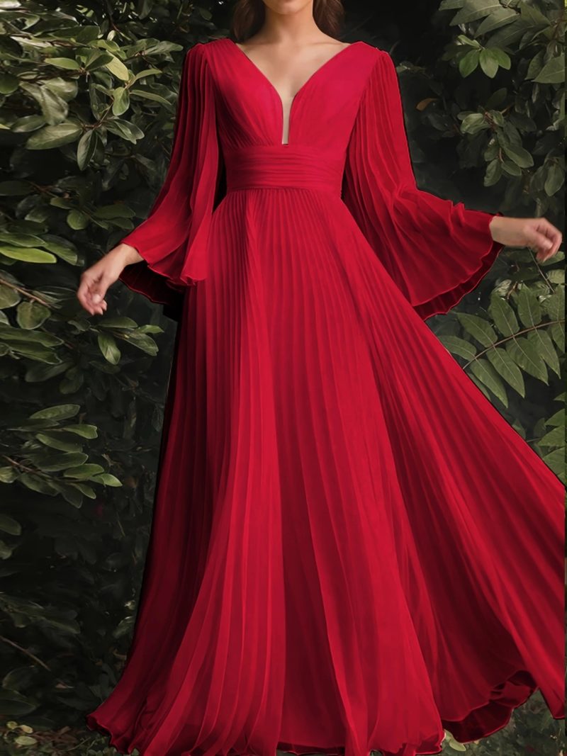 Solid Color Cocktail Dress for Plus Women - Image 3