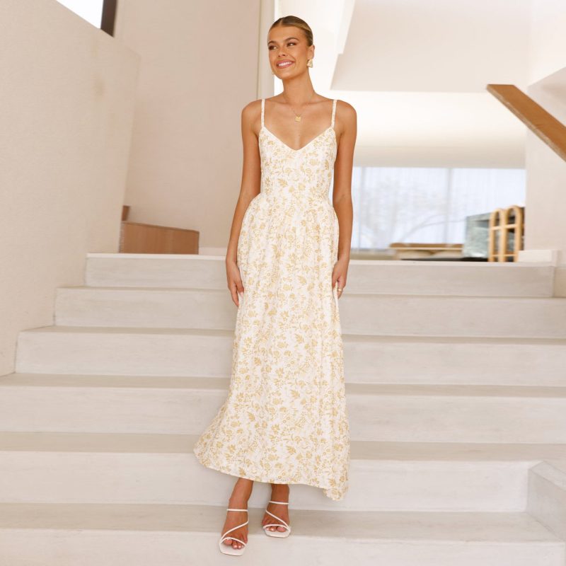 Backless Lace-Up V-Neck Vacation Dress - Image 2