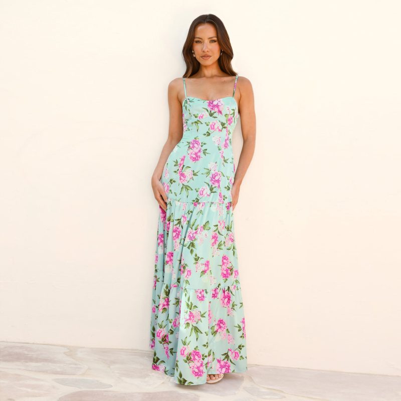 Backless Spaghetti Strap Boho Vacation Dress