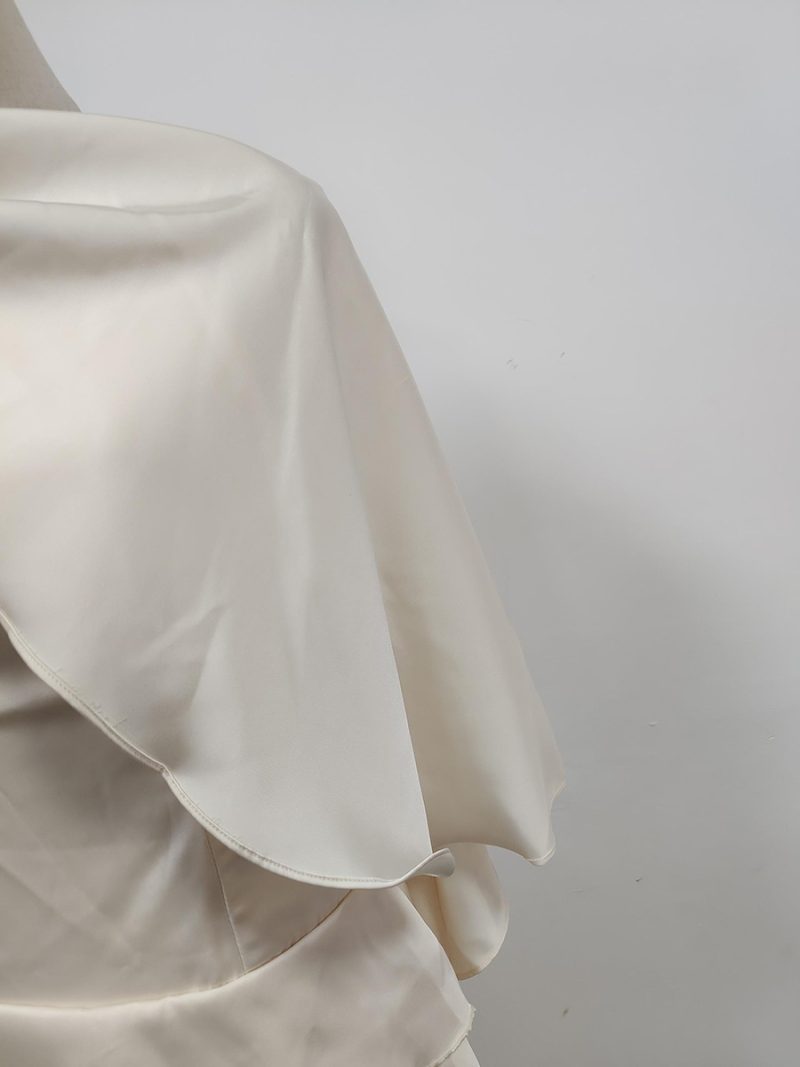 Short Summer Sling Dress with Draped Shawl Accent - Image 4