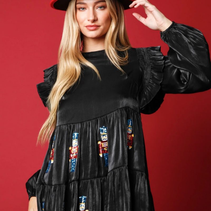 Elegant Sequin Embroidered Soldier Spring Dress