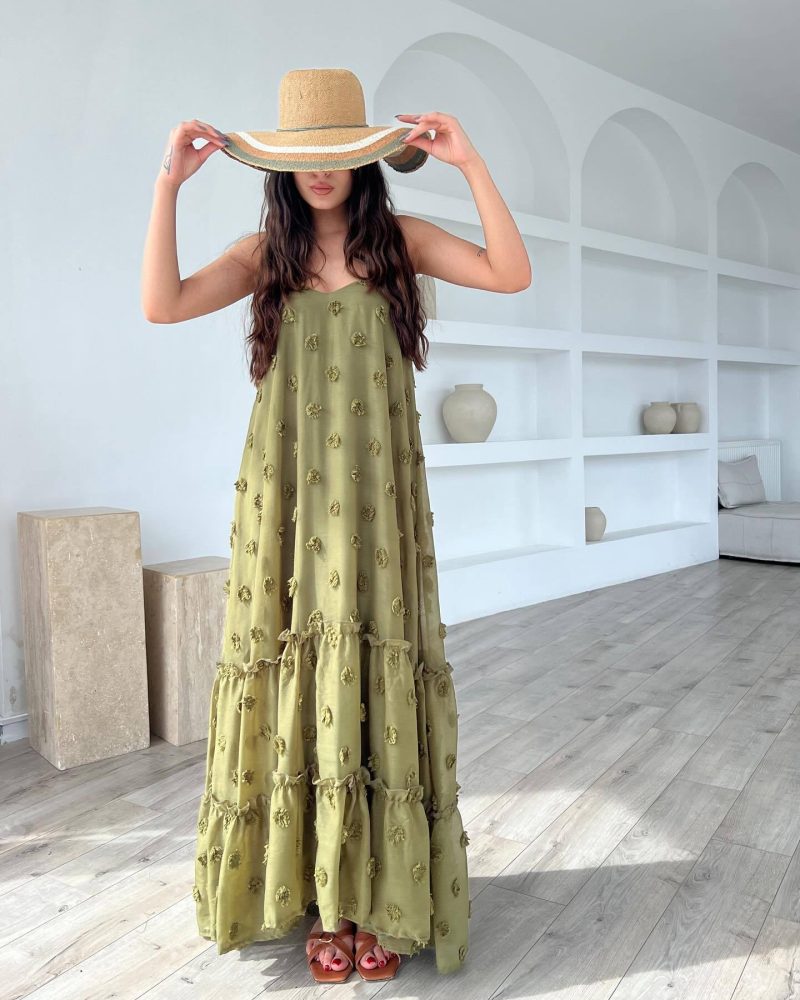 Three-Dimensional Floral Tiered Swing Dress Women - Image 2