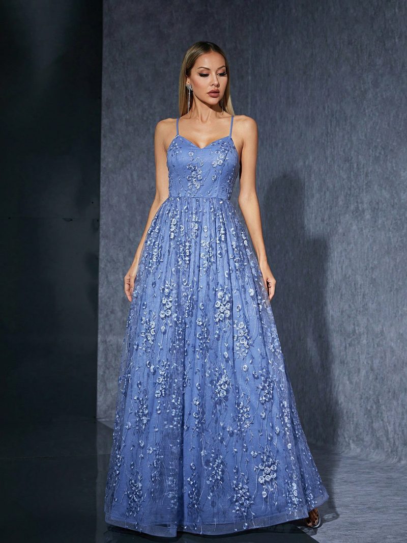 Elegant Backless Suspender Party Evening Dress - Image 3
