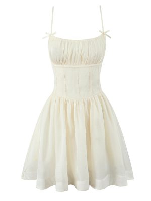Bow Sling Waist Slimming Vacation Dress
