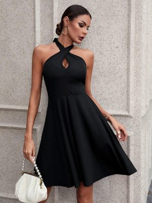 Women's Halter A-Line Backless Summer Dress