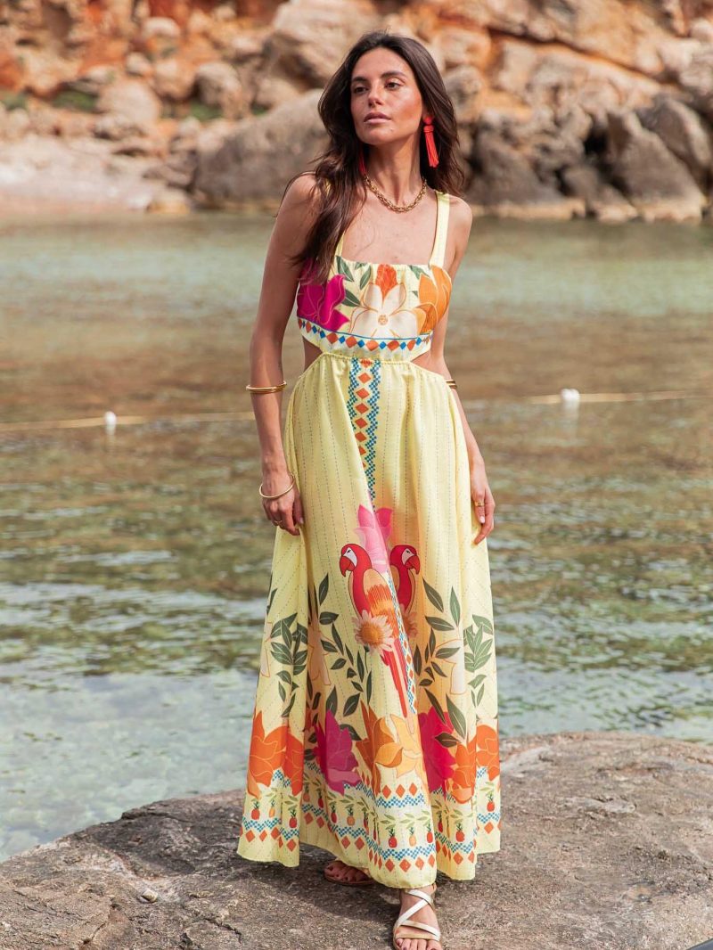 Summer Printed Lace-Up Swing Dress for Women - Image 4
