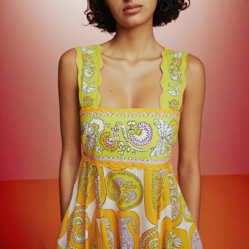 Printed High Waist Sling Swing Dress Women - Image 3