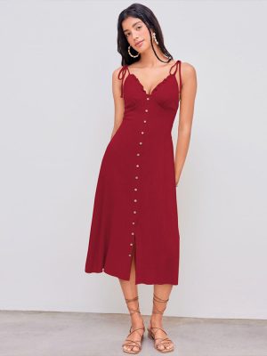 Summer Slim Dress with Elegant French V-Neck Design
