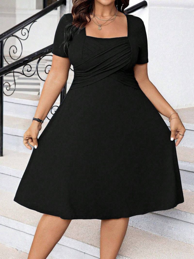 Flattering French Style Plus Size Dress Women - Image 2