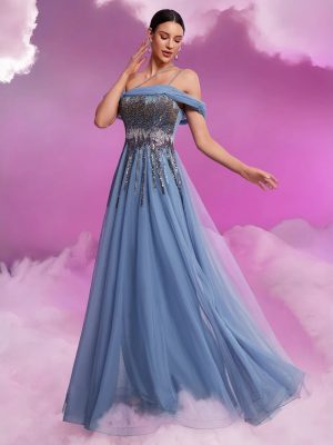 Elegant Sequin Mesh Tube Top Formal Gown