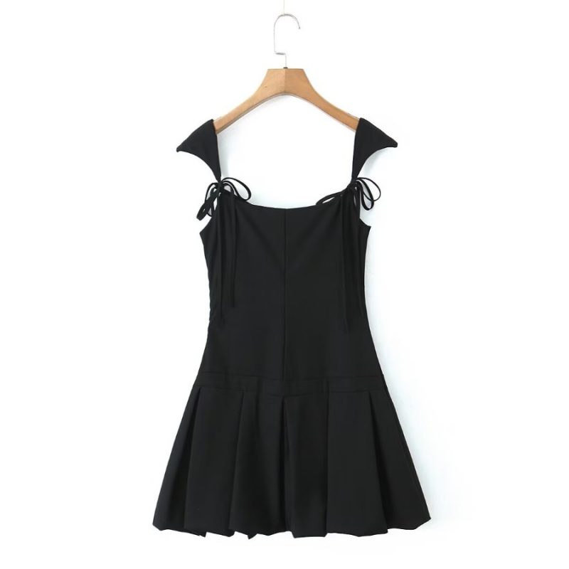 Solid Color Waist-Controlled Summer Sling Dress - Image 2